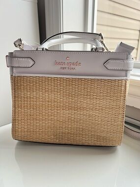 kate spade Straw Shoulder Bag with Light Cream Trim